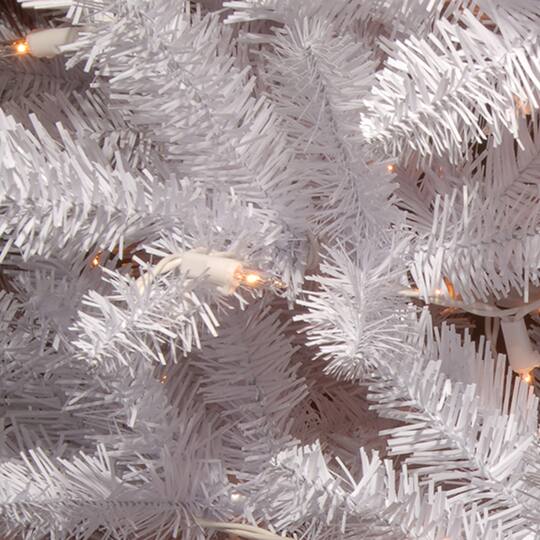 7 ft. Pre-lit White Kingswood Fir Pencil Artificial Christmas Tree, Clear Lights